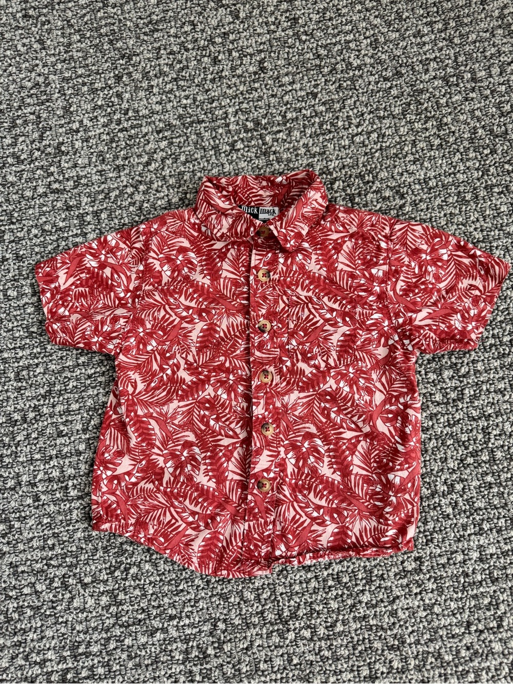 Mick Mack Toddler Red Tropical Leaf Button-Down Shirt